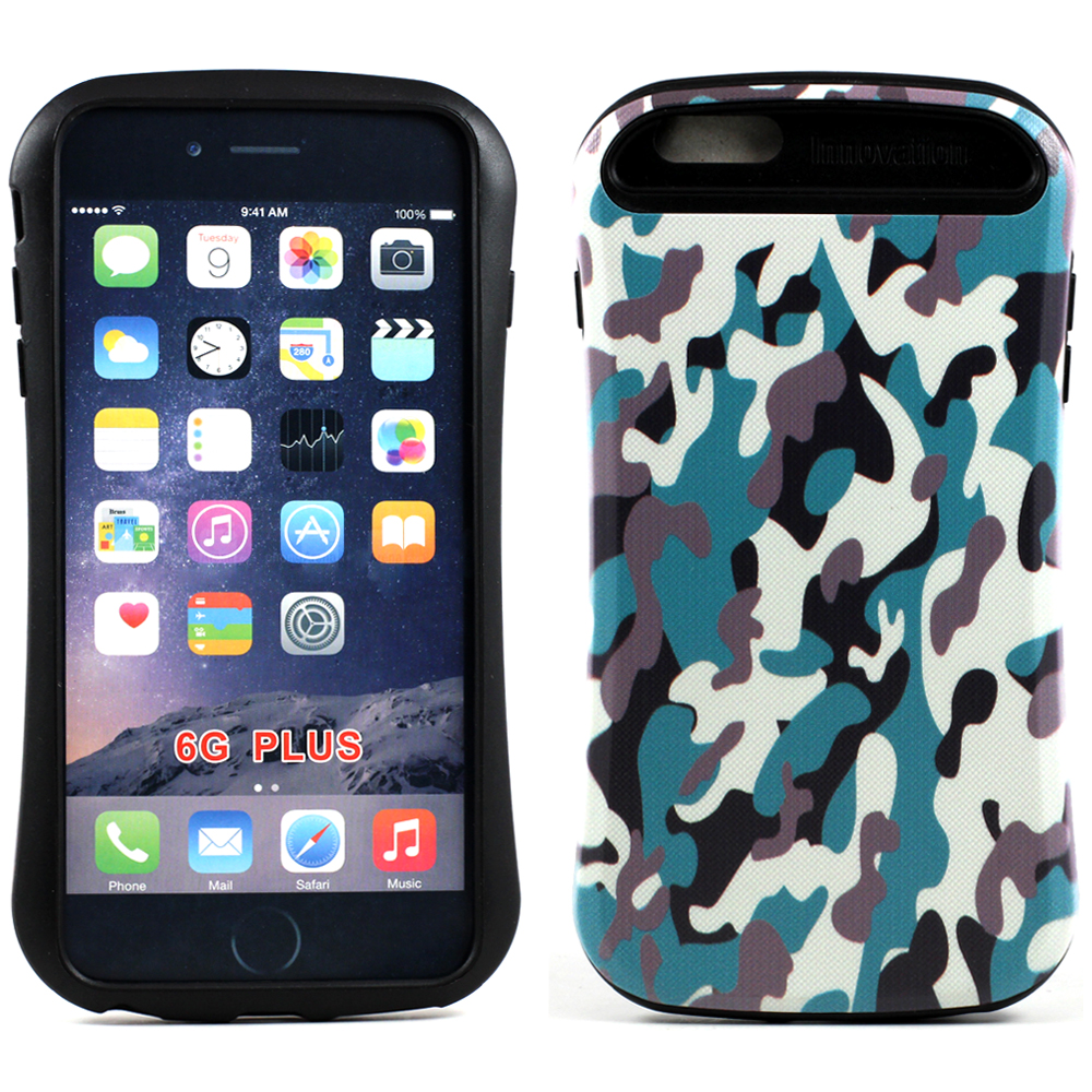 Apple iPhone 6 Plus 5.5 Design CANDY Shell Hybrid Case (Camouflage Teal)
